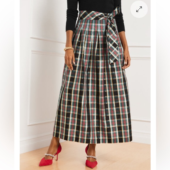 Talbots metallic plaid taffeta patio skirt - Picture 2 of 3